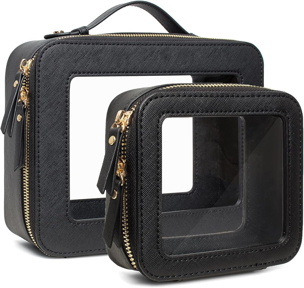 Travel Clear Makeup Bag Set, TSA Approved Cosmetic Bag Case with Zipper Portable Makeup Pouch Toi... | Amazon (US)