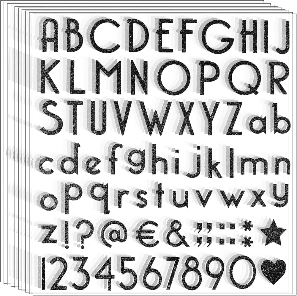 Waynoda 790 Pieces 10 Sheets Letters Stickers Self Adhesive Glitter Letter Alphabet Number Sticke... | Amazon (US)