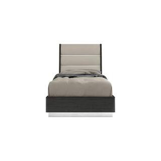 Gray Composite Frame Twin Panel Bed with Upholstered | The Home Depot