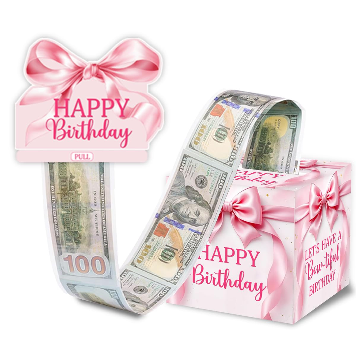 Pink Bow Birthday Money Gift Boxes for Cash, Bow-Tiful Birthday Money Pull Box for Women Girls | Amazon (US)
