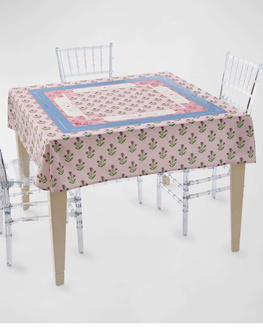 OH MY MAHJONG x Catherine Cartie Purple Thistle Instructional Mahjong Tablecloth, 56" Square | Neiman Marcus