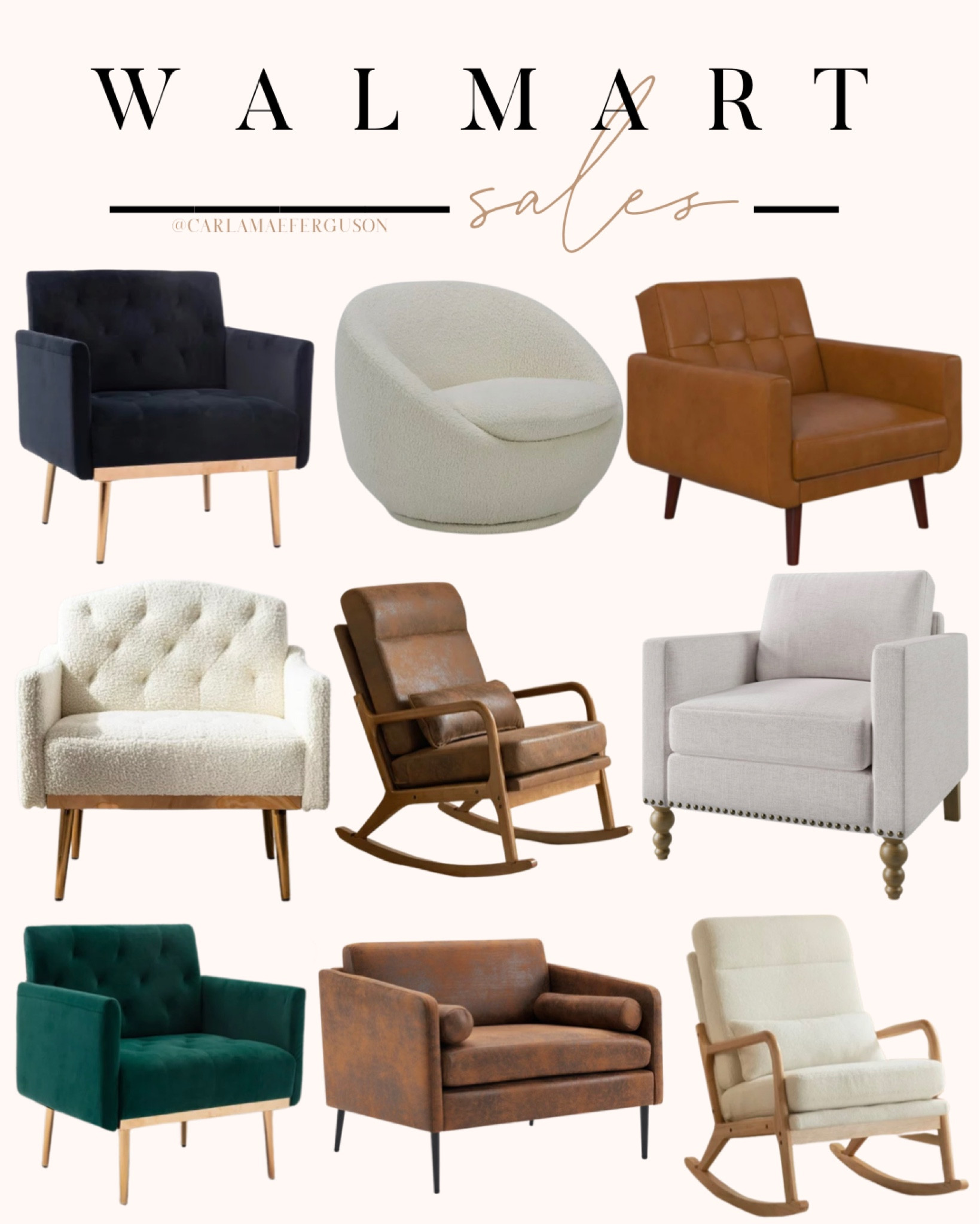 The cutest modern accent chairs currently on sale at Walmart!! 

Living room furniture, living room accent chair, boucle chair, swivel chair, faux leather chair, black chair, emerald green chair, velvet chair, accent seating, walmart finds, walmart home, upholstered chair, upholstered seating, home decor, walmart deals, walmart rollback 

#LTKhome #LTKFind #LTKsalealert