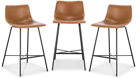 Poly and Bark Paxton 24” Counter Stool, Set of 3 Tan | Amazon (US)