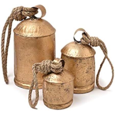 Deco 79 Metal Tibetan Inspired Meditation Decorative Cow Bell with Jute Hanging Rope, Set of 3 10... | Amazon (US)