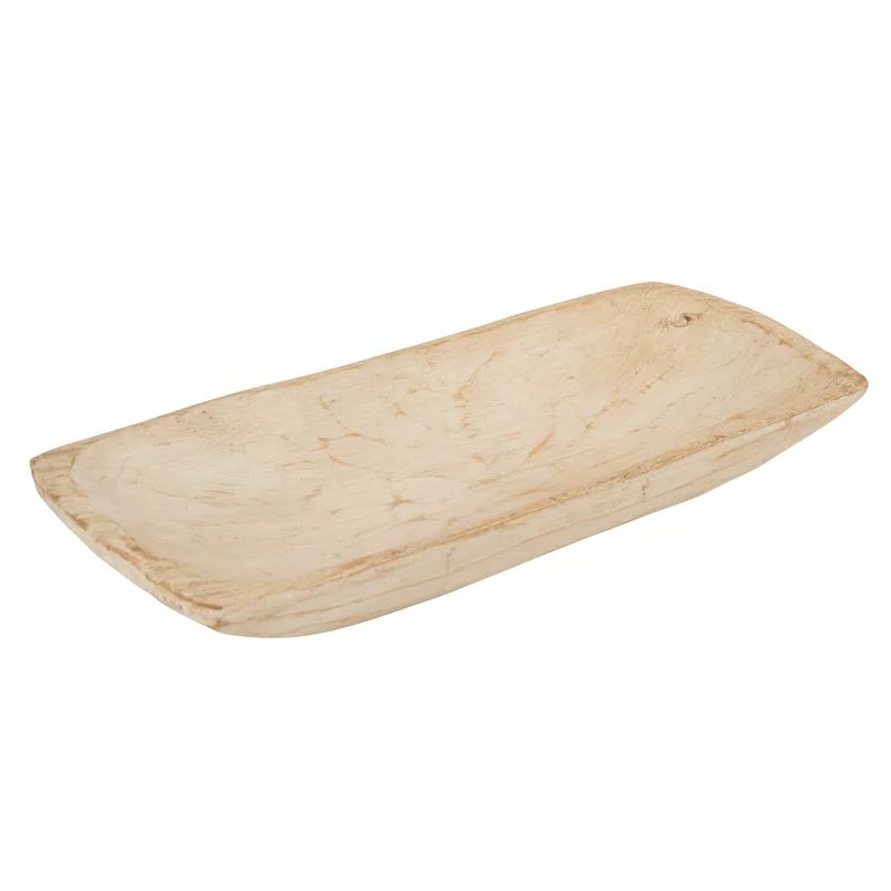 Tymvou Wood Rectangle Contemporary Decorative Bowl in Antique White | Wayfair Professional