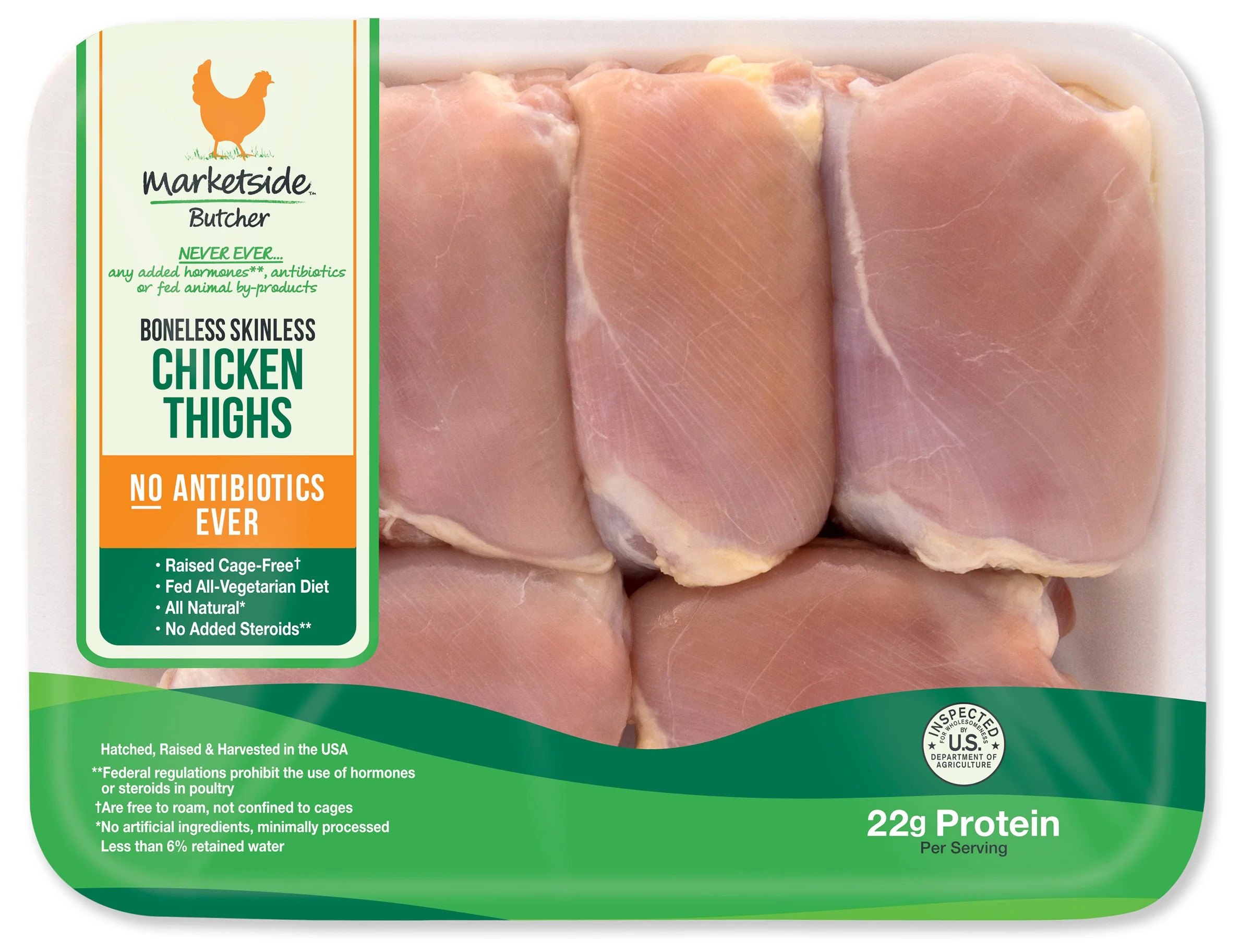 Marketside Antibiotic-Free Boneless Skinless Chicken Thighs, 1.3 - 2.25 lb | Walmart (US)