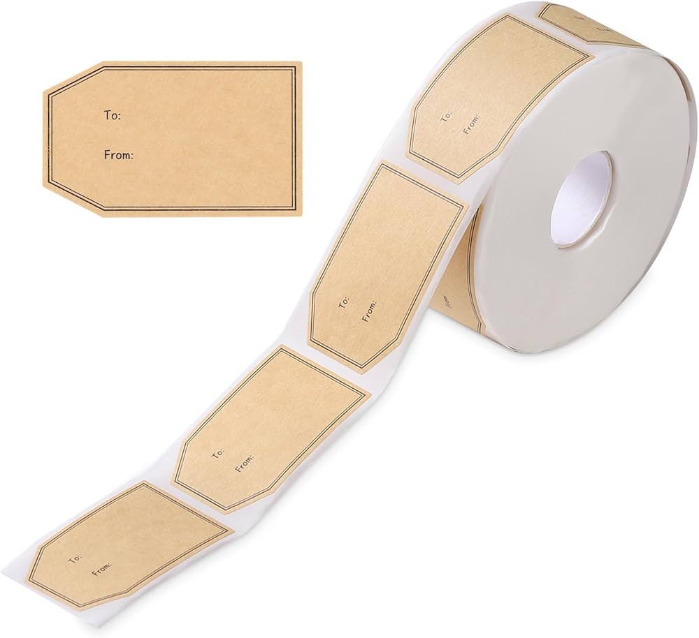 Sightor 600 PCS Gift Tag Stickers, 1.18" x 2" Natural Brown Kraft Labels to and from Holiday Gift... | Amazon (US)