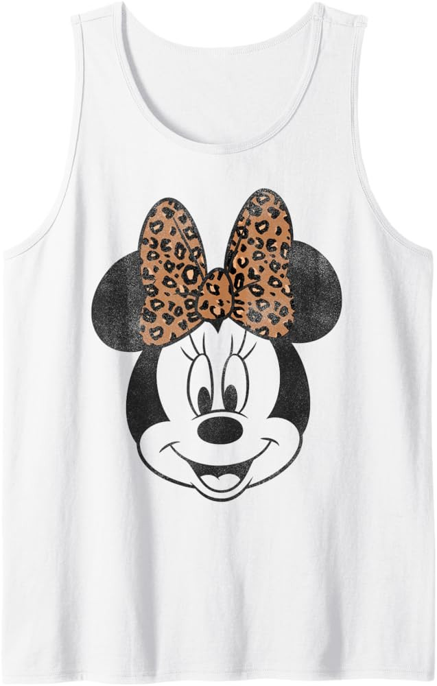 Disney Minnie Mouse Distressed Vintage Leopard Bow Portrait Tank Top | Amazon (US)
