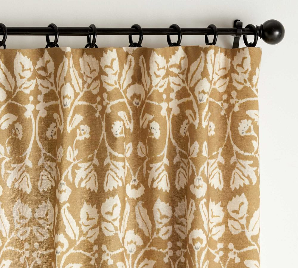 Zama Print Linen/Cotton Rod Pocket Curtain, Mustard, 84 x 50" | Pottery Barn (US)