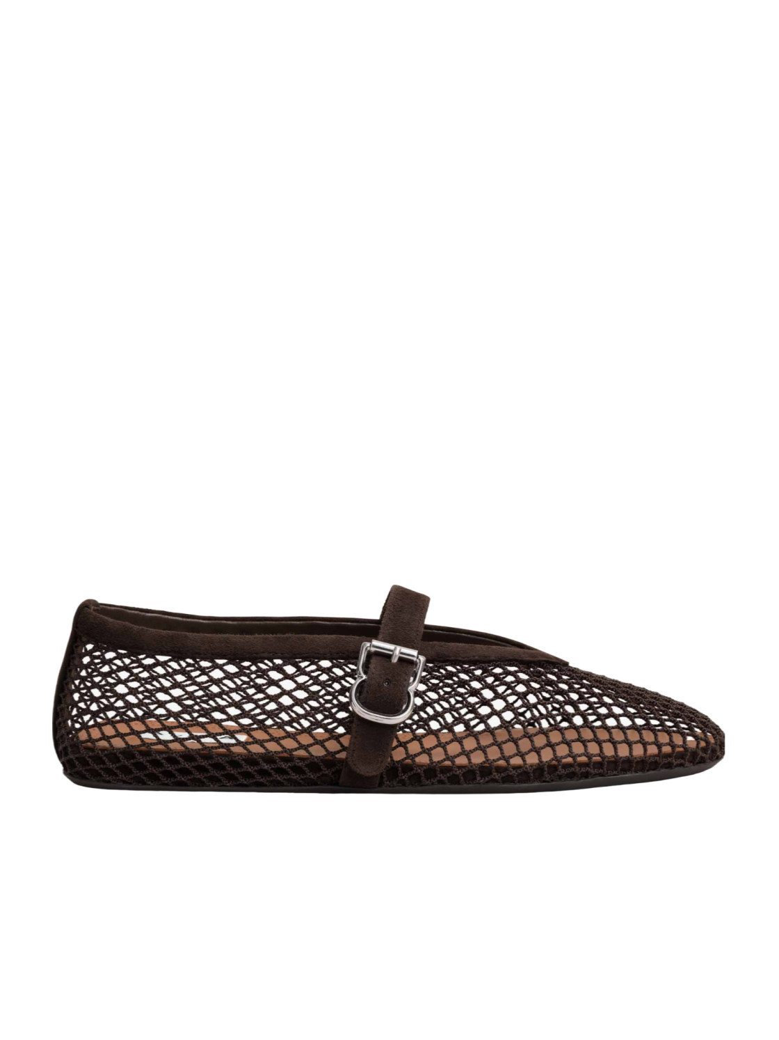 Ala\u00efa Fishnet Buckled Ballet Flats | Senser US