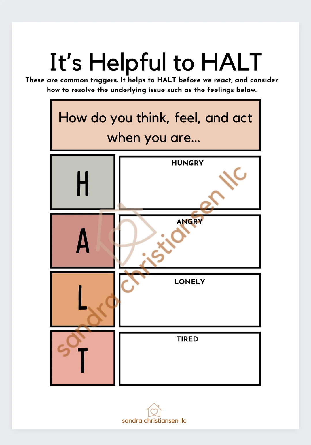 HALT Worksheet Instant Download | Etsy (US)