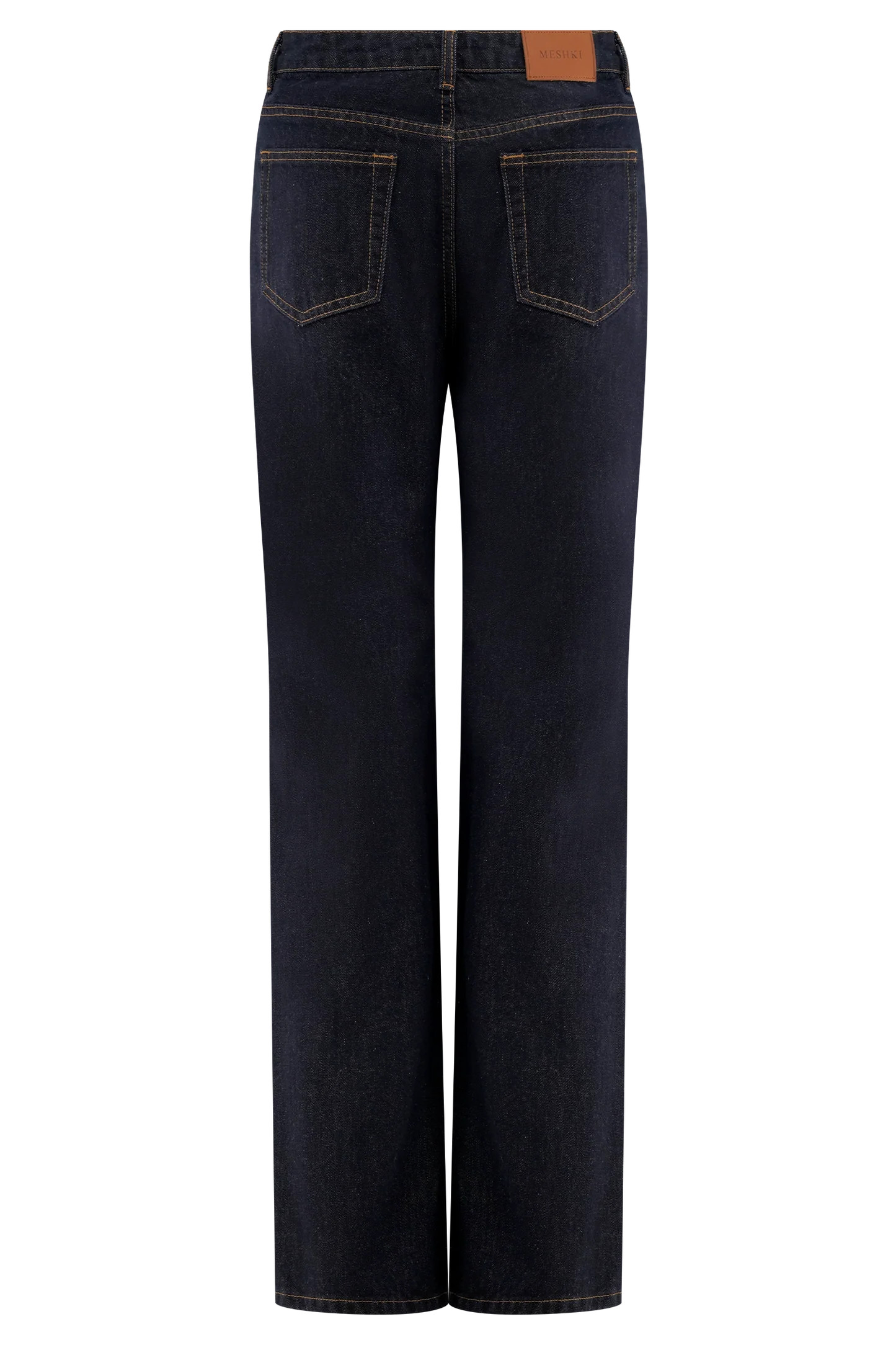 Janine High Waisted Straight Leg Jeans - Washed Indigo Blue | MESHKI US