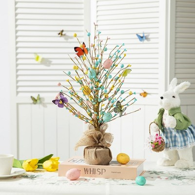 Angel Sar 18" Easter Eggs Table Tree with Burlap Base Spring Decor for Easter Party Supplies | Target
