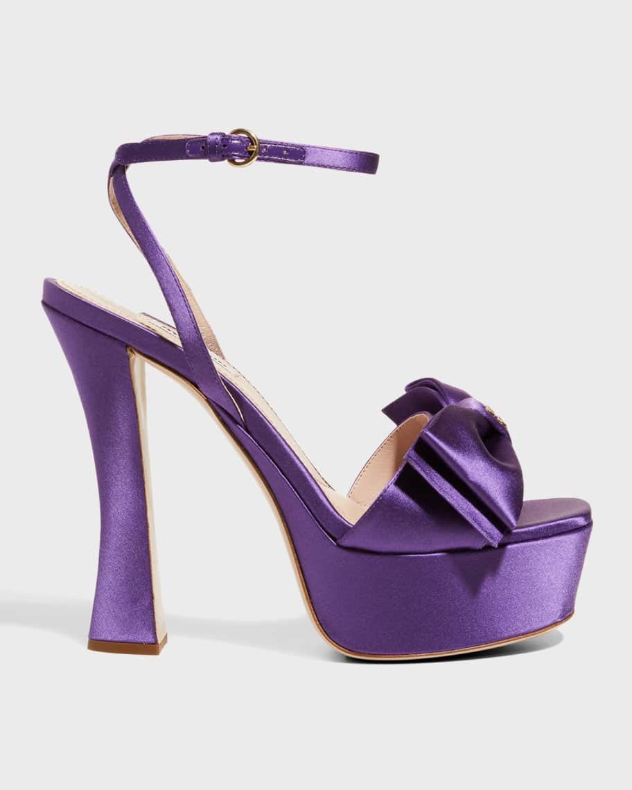 Miu Miu Silk Bow Ankle-Strap Platform Sandals | Neiman Marcus