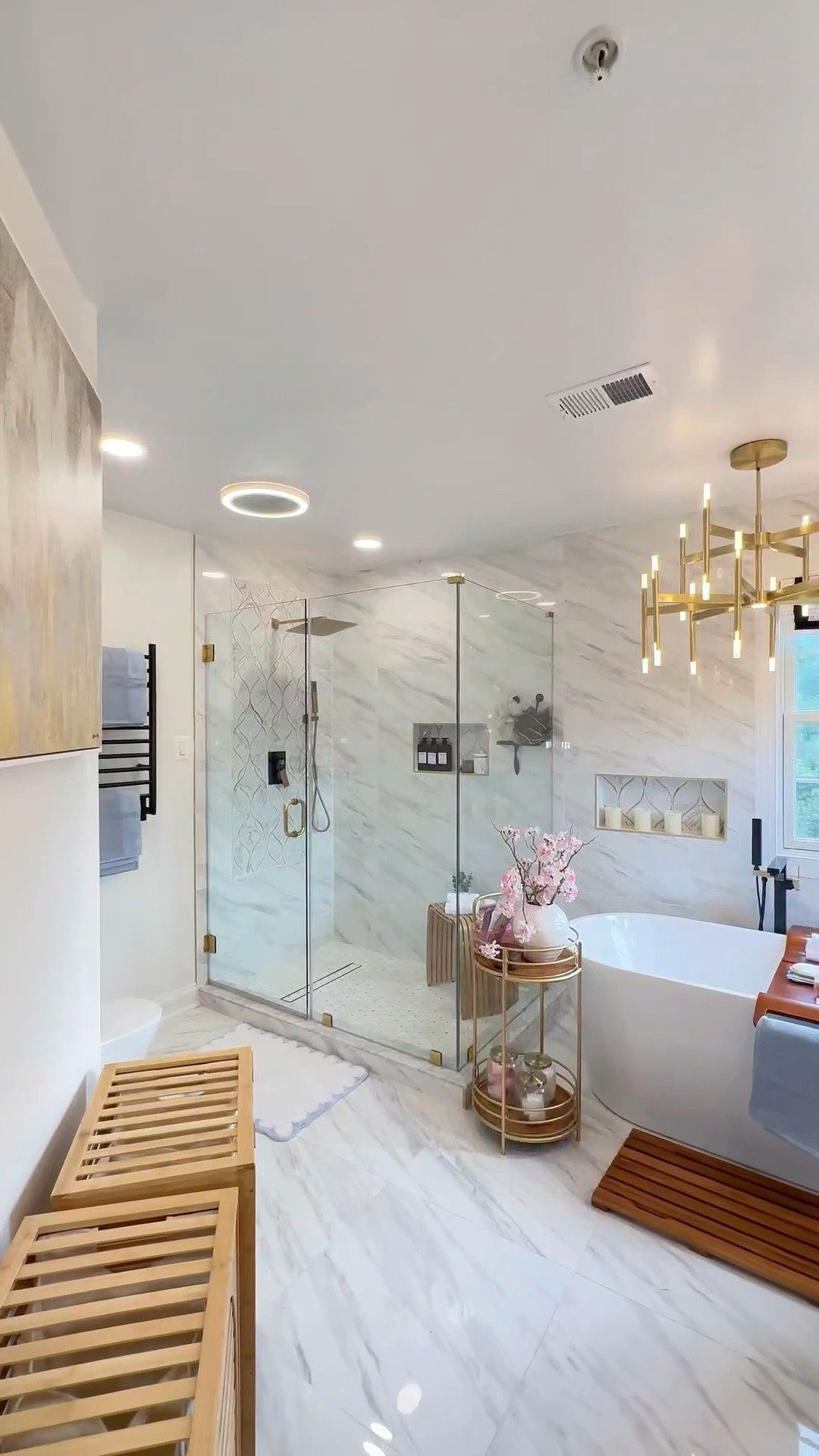 Sharing some of my favorite features of my master bath with these gorgeous wood accents and pops of pink and blue for spring

#LTKHome #LTKSaleAlert
