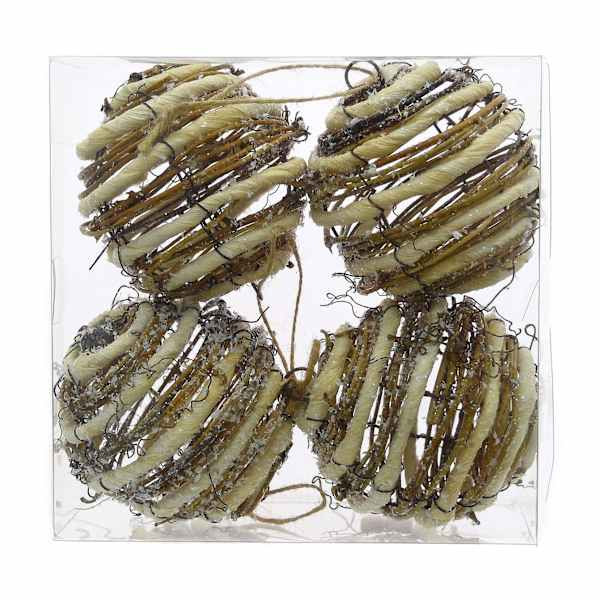 4-Count Natural Vine Ball Ornaments, 3.3" | At Home
