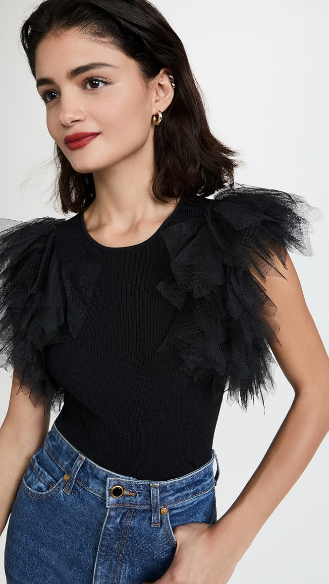 Sleeveless Crew with Tulle Sleeves | Shopbop