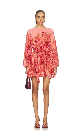 HEMANT AND NANDITA Mini Dress With Tie Up Belt in Coral. - size S | Revolve Clothing (Global)