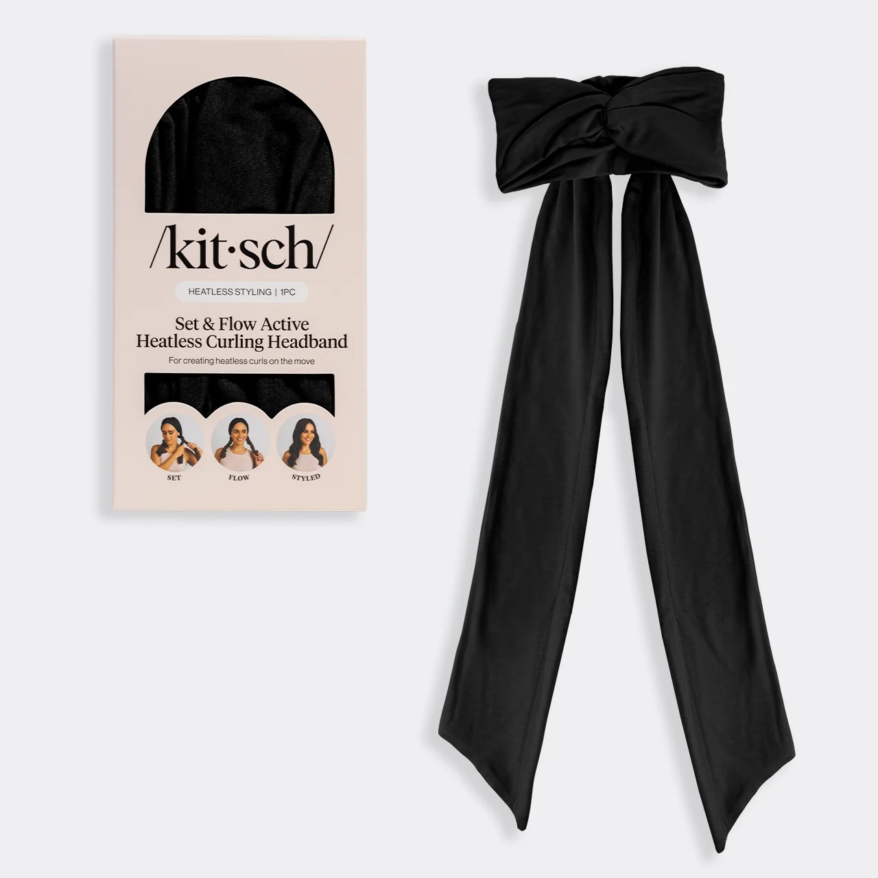 Black Set & Flow Active Curling Headband | KITSCH | Kitsch