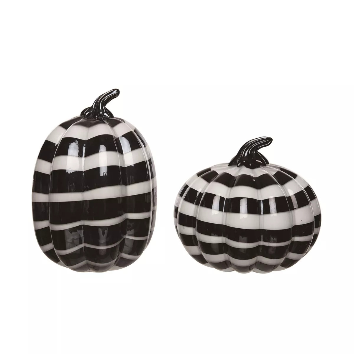 Transpac Glass 8.5 in. Multicolor Halloween Horizontal Stripe Pumpkins Set of 2 | Target