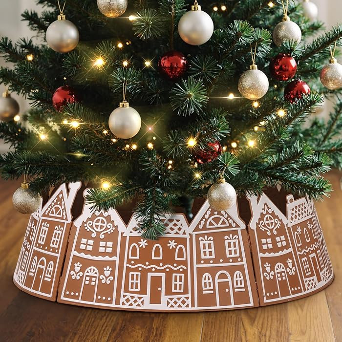 Lanpn Gingerbread House Christmas Tree Collar 28 inch, Ginger Bread House Plastic Christmas Tree ... | Amazon (US)