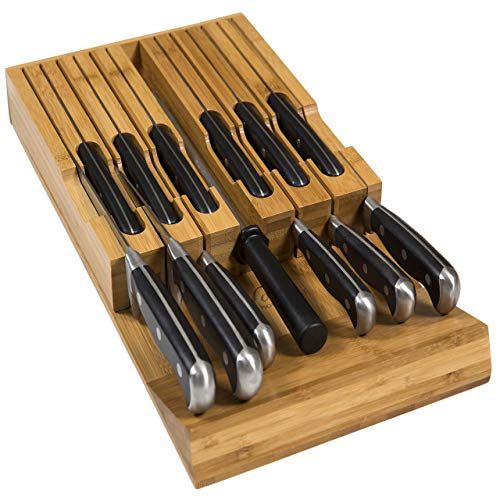 In-Drawer Bamboo Knife Block Holds 12 Knives (Not Included) Without Pointing Up PLUS a Slot for your | Amazon (US)