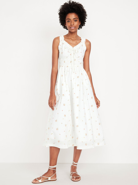Fit & Flare Sleeveless Midi Dress | Old Navy (US)
