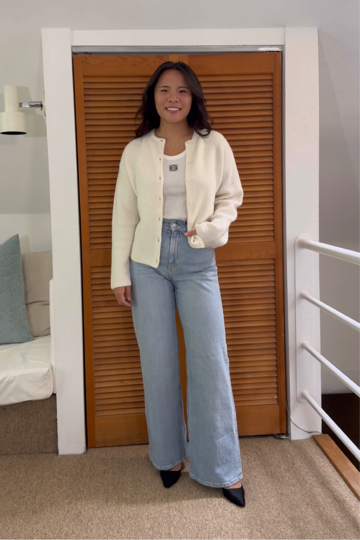 Loewe tank - size XS 
Sweater - size small
Jeans - size 4 

Fall outfit, casual outfit, everyday outfit
