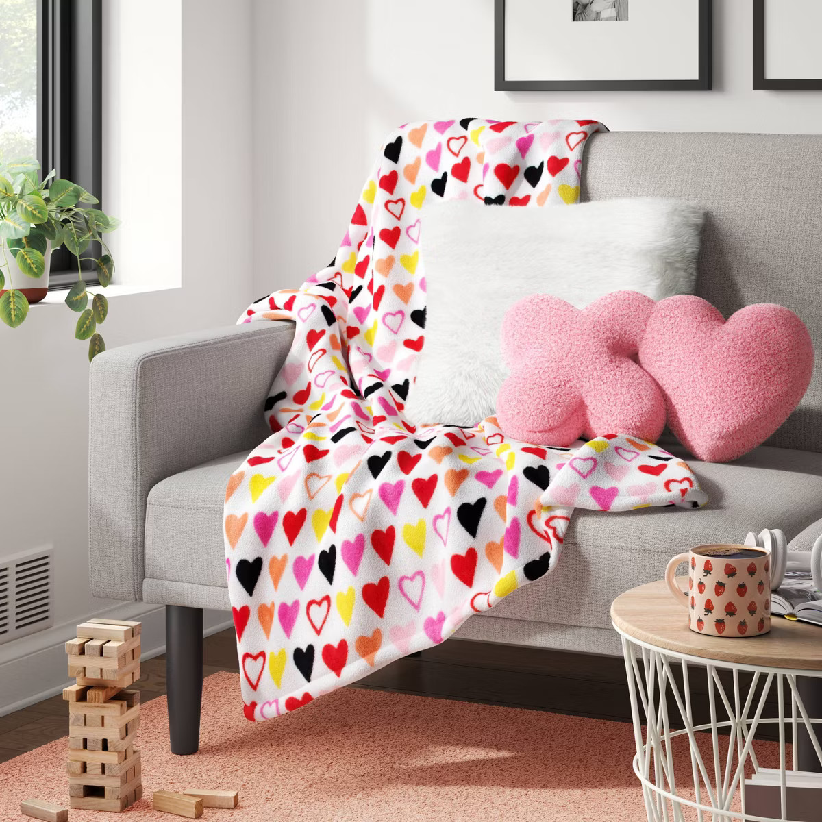 Valentine's Day 'XO' Faux Shearling Throw Pillow Pink - Room Essentials™ | Target