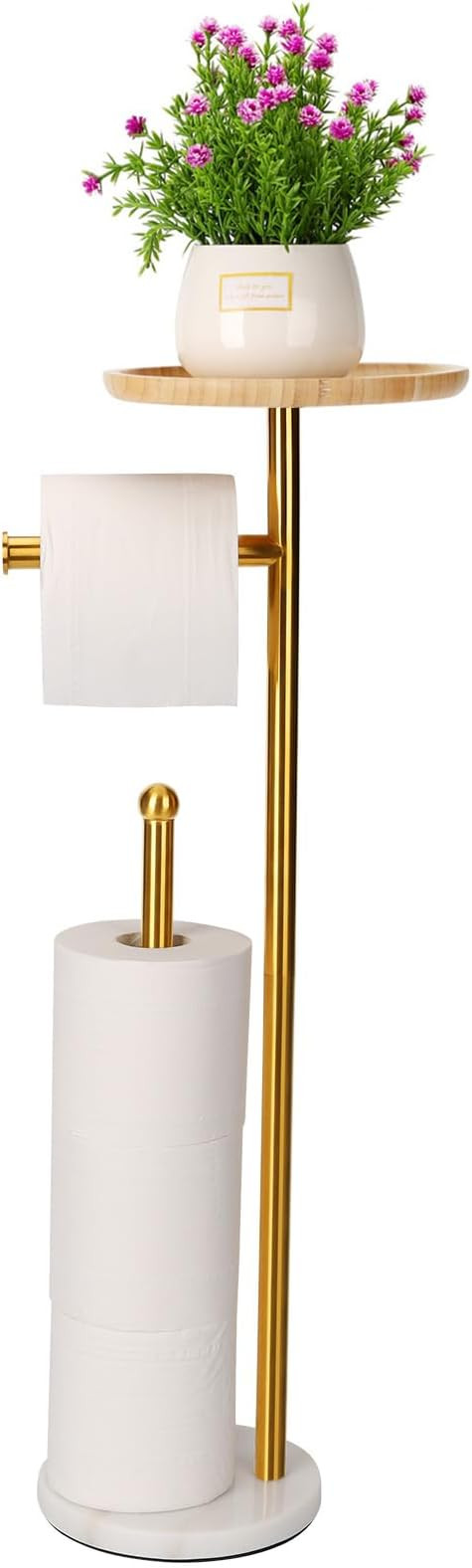 Standing Toilet Paper Holder Gold with 7.9" Big Tray, 2.2Lbs Heavier Marble Base, Freestanding Pa... | Amazon (US)