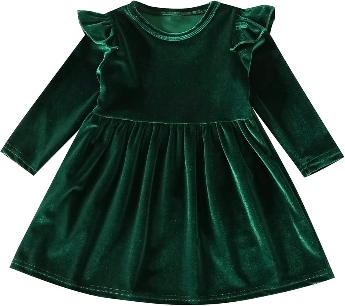 IDOPIP Toddler Baby Girls Velvet Tutu Dress Long Sleeve Princess Christmas Birthday Party Wedding... | Amazon (US)
