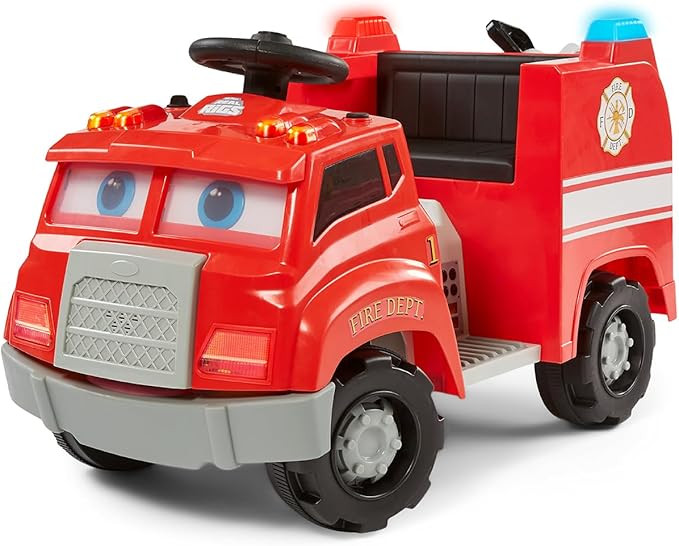 Kid Trax Real Rigs Toddler Fire Truck Interactive Ride On Toy, Kids Ages 1.5-4 Years, 6 Volt Batt... | Amazon (US)