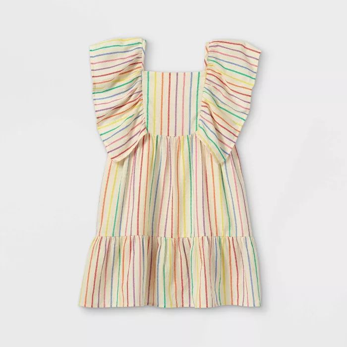 Girls' Striped Flutter Sleeve Woven Dress - Cat & Jack™ | Target