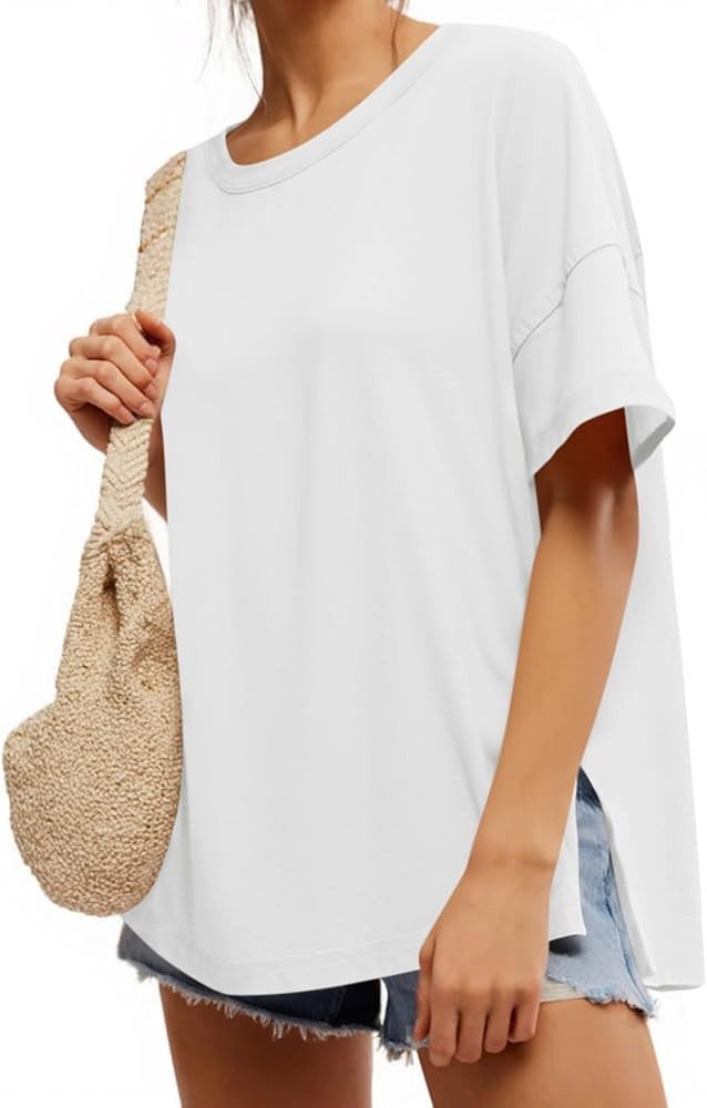 Tankaneo Womens Oversized Short Sleeve T Shirts Summer Casual Crew Neck Tunic Tops Loose Fit Basi... | Amazon (US)