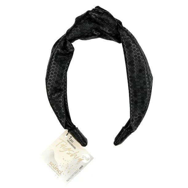 Tayshia by Scunci Knotted Fabric with Honeycomb Wide Headband, Black | Walmart (US)