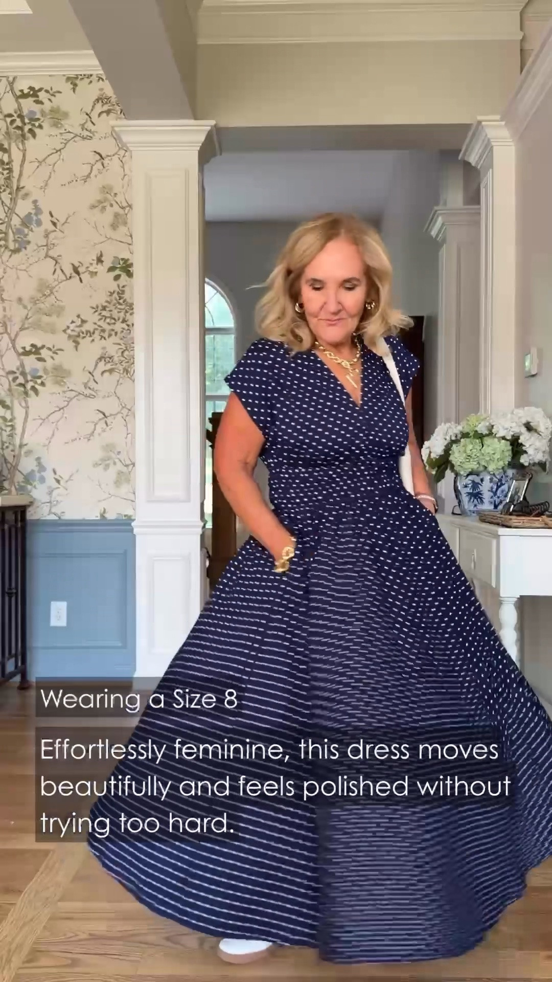This navy polka-dot dress is effortlessly feminine and so easy to wear. The flattering waist, flowing skirt, and classic print create a polished look that moves beautifully without feeling fussy. Wearing a size 8.

💡 LTK MADE EASY
❤️ Heart = Support my posts!
🔖 Save = Get sale & restock alerts
📋 Lists = Keep favorites organized
📲 Share = Send lists and products to a friend. Hello, Christmas List!
💬 Comment = Ask me anything about what I'm wearing.:-)

#LTKootd #LTKWedding #LTKOver40