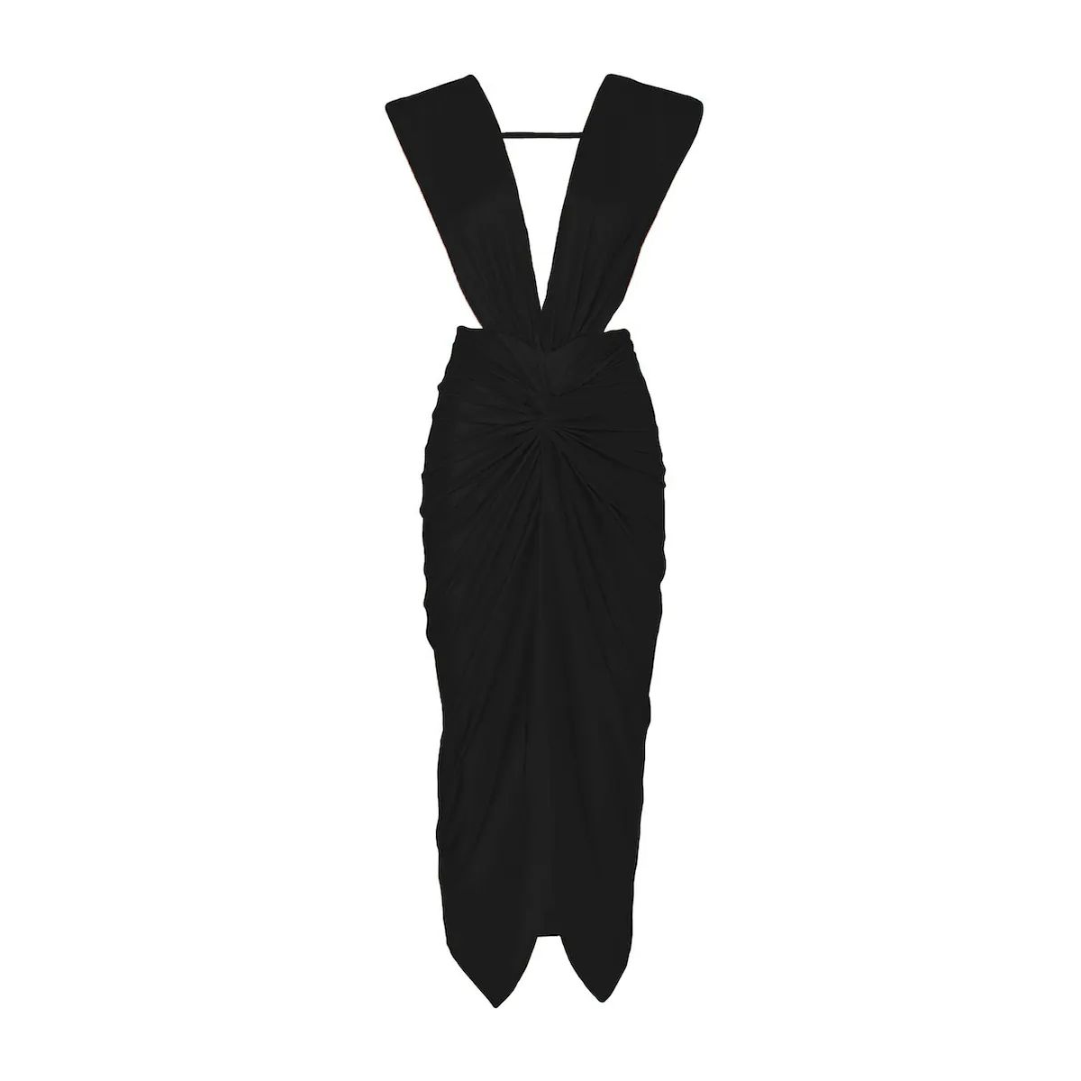 Lezat Goddess Ruched Twist Dress - Noir | Verishop