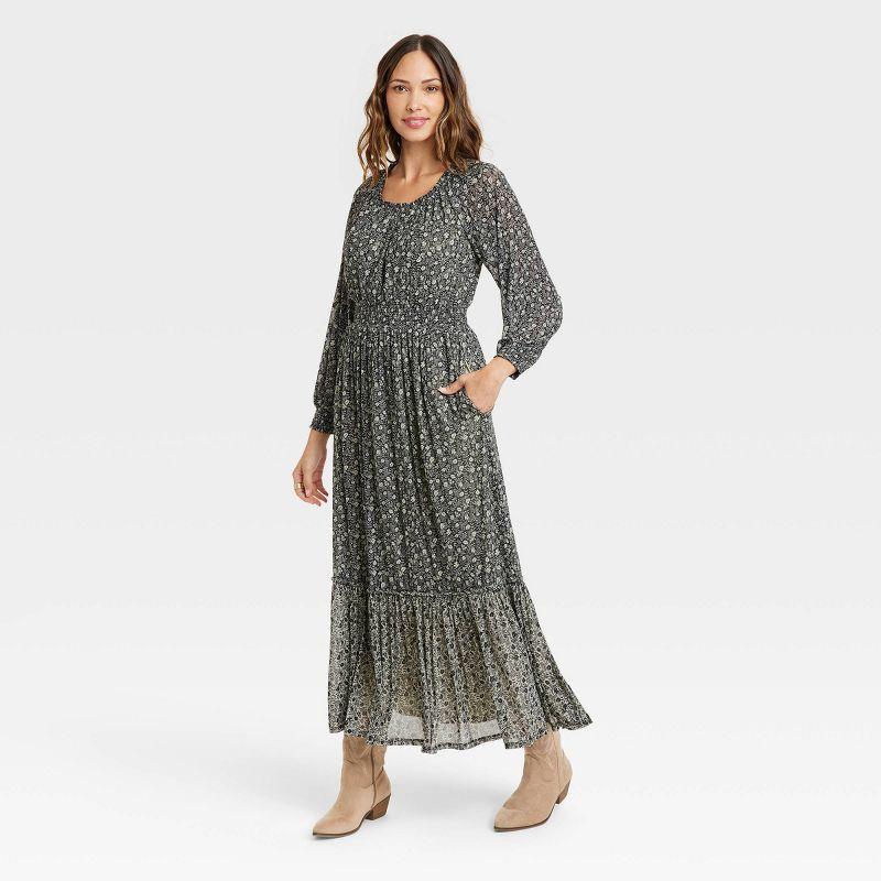 Women's Long Sleeve Smocked Mesh Dress - Knox Rose™ | Target