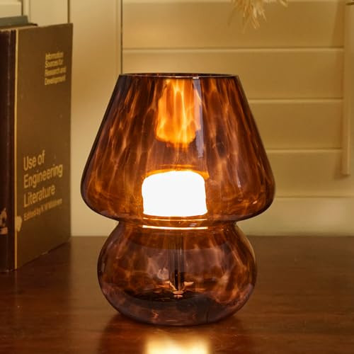 ULAROOM USB Plug-in Vintage Mushroom Lamp Small Bedside Table Lamp with 3 Temperature LED Bulb,Free Dimming Nights Light for Bedroom/Living Room/Entryway/Corner Decor New Home Gift (Golden Amber) | Amazon (US)