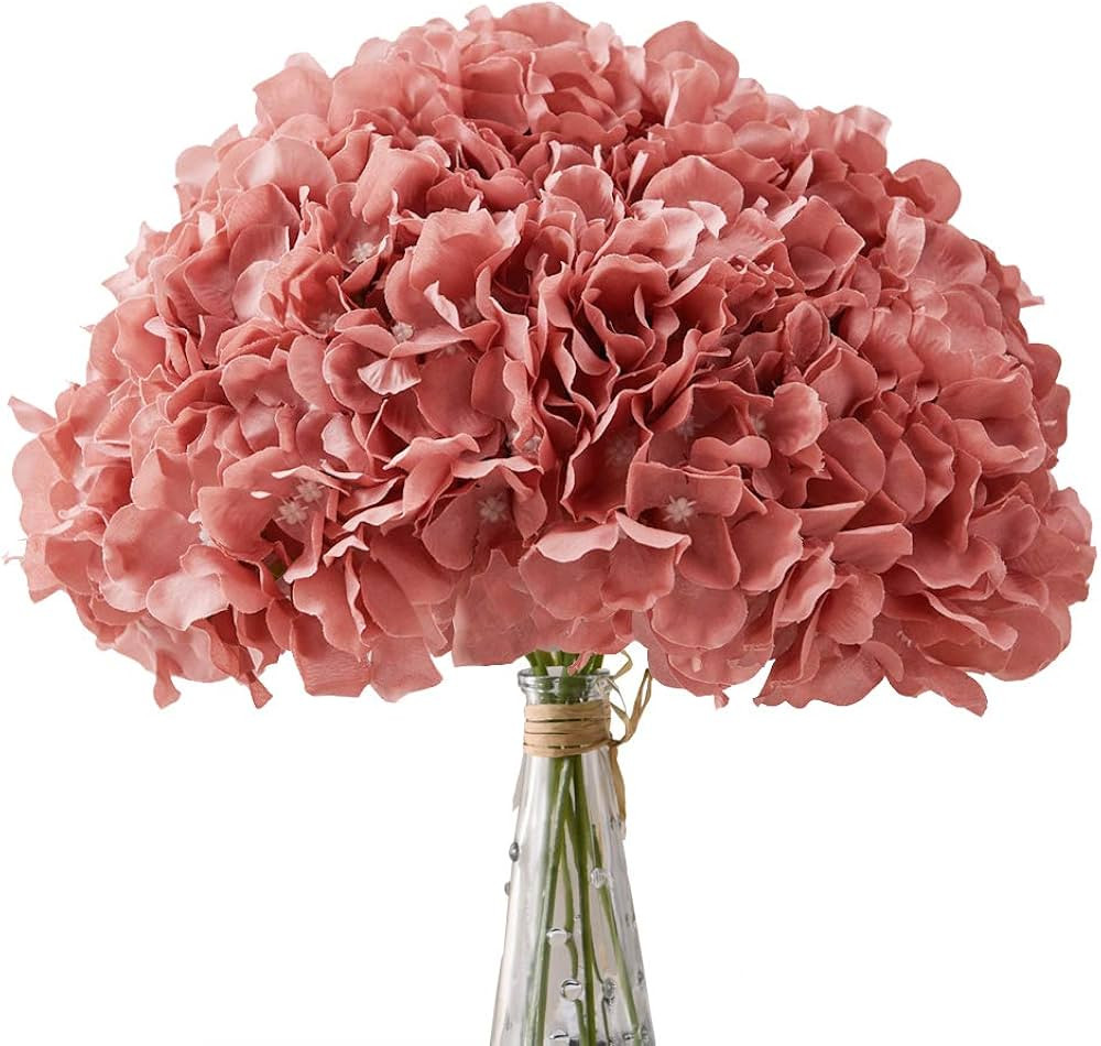 AVIVIHO Dusty Rose Hydrangea Silk Flowers Heads Pack of 10 Dusty Rose Fullness Hydrangea Flowers ... | Amazon (US)