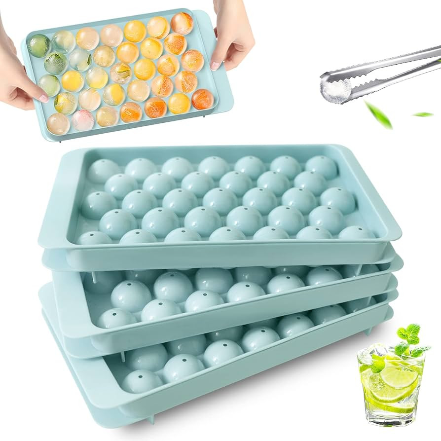 VEHHE Ice Cube Tray, 3 Pack Round Ice Cube Mold for Freezer with Lid, 1.2IN*99PCS Circle Ice Ball... | Amazon (US)