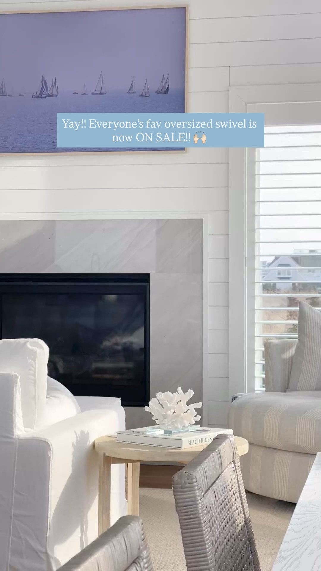 I know people have been waiting for this to finally go on sale!! We LOVE this oversized swivel chair at our beach house!! It’s everyone’s fav spot 🤣🙌🏻 Snag it on sale now! Color: Cotswold stripe creme 🤍

#LTKSaleAlert #LTKHome