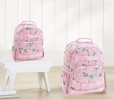 Mackenzie Pink Meredith Floral Foil Backpacks | Pottery Barn Kids