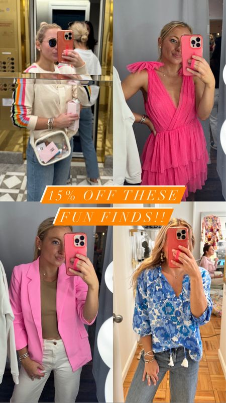 Use code AMY15 for 15% off these fun summer styles! I went true to size in everything 🌈 #summerstyle #tulledress #blazer  

#LTKunder100 #LTKFind #LTKSeasonal