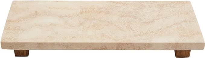 Mud Pie Large Travertine Footed Tray, 4" x 11", BROWN | Amazon (US)