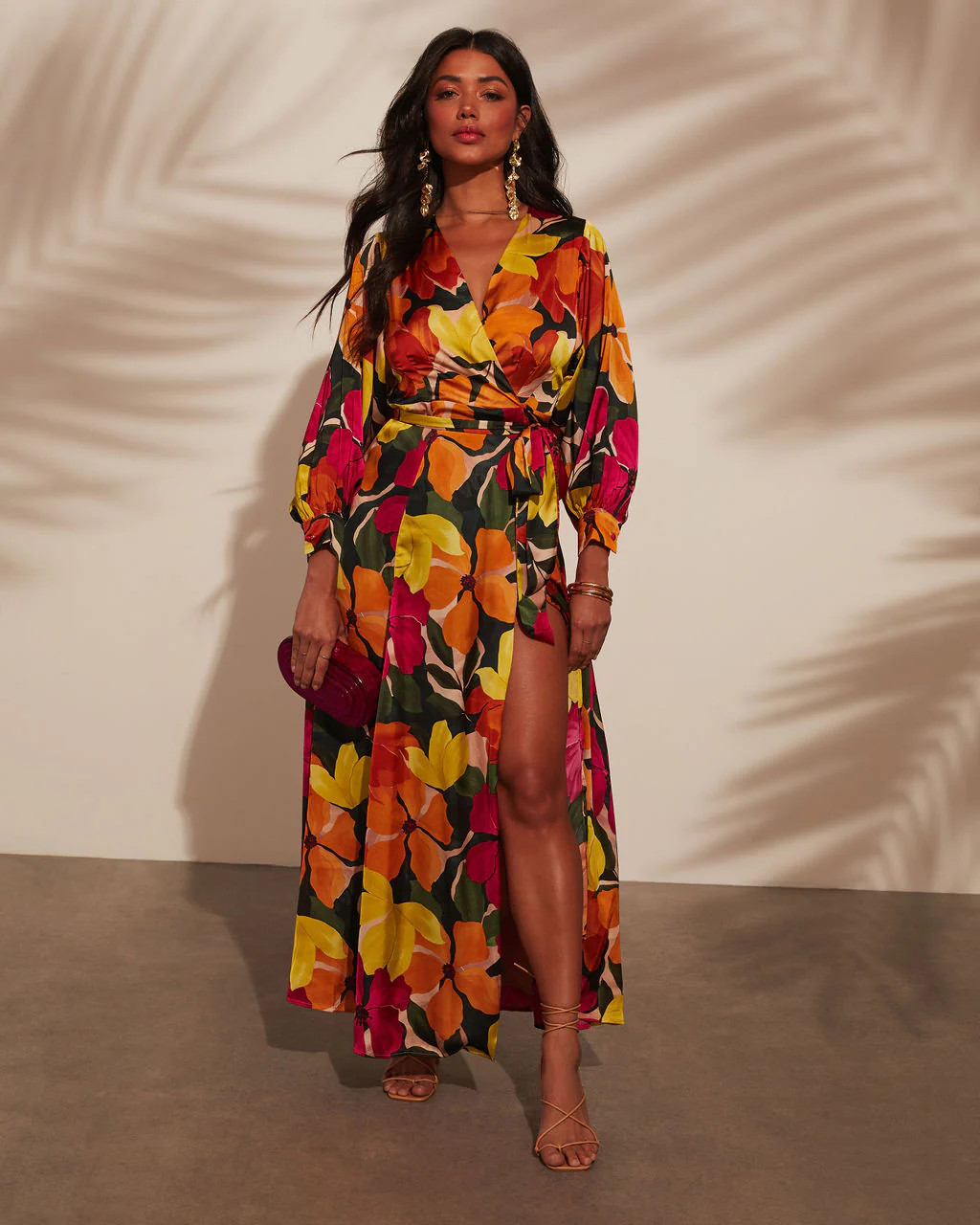 EuroSun Floral Print Wrap Midi Dress | VICI