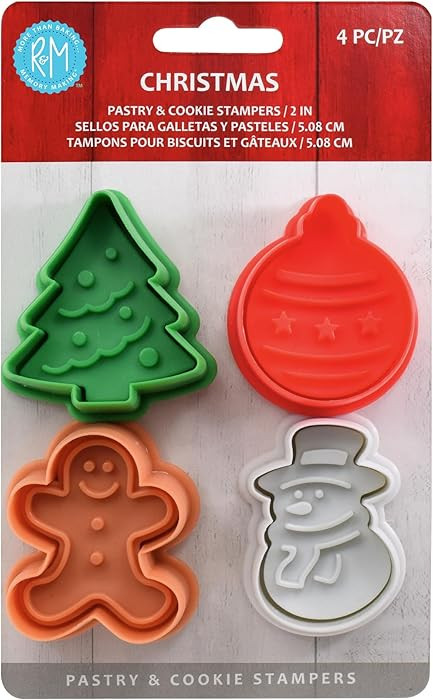 R&M Christmas Pastry & Cookie Cutter set of 4. Assorted Designs and Colors, Christmas Tree, Ornam... | Amazon (US)