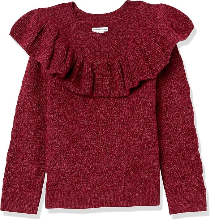 Amazon Essentials Girls and Toddlers' Soft Touch Ruffle Sweater | Amazon (US)