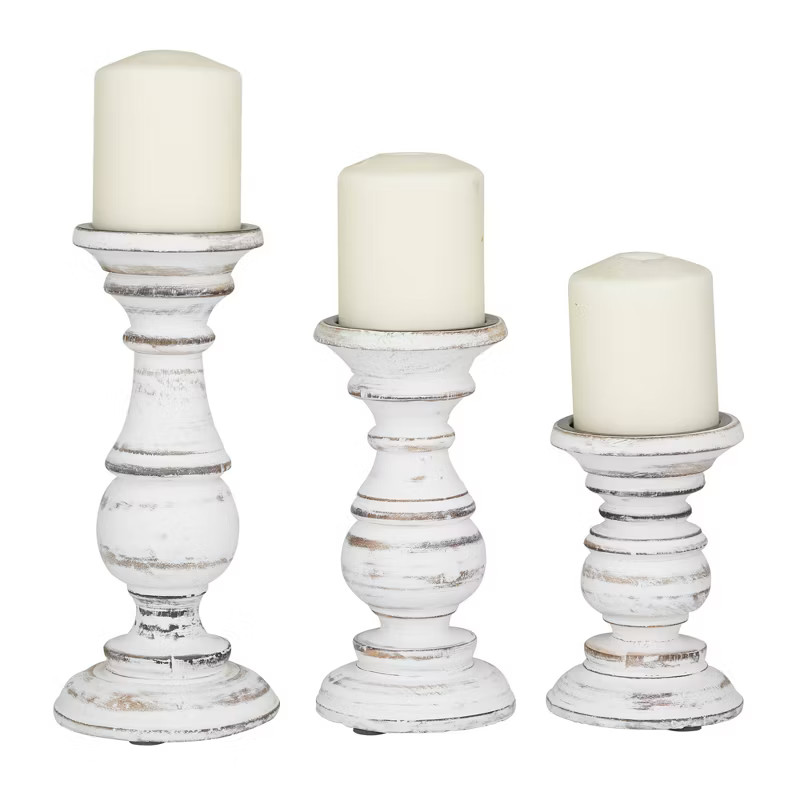 Set of 3 Rustic Pillar Candle Holder - Olivia & May | Target