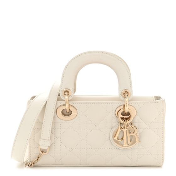 Lambskin Cannage Small Lady D-Joy Latte | FASHIONPHILE (US)